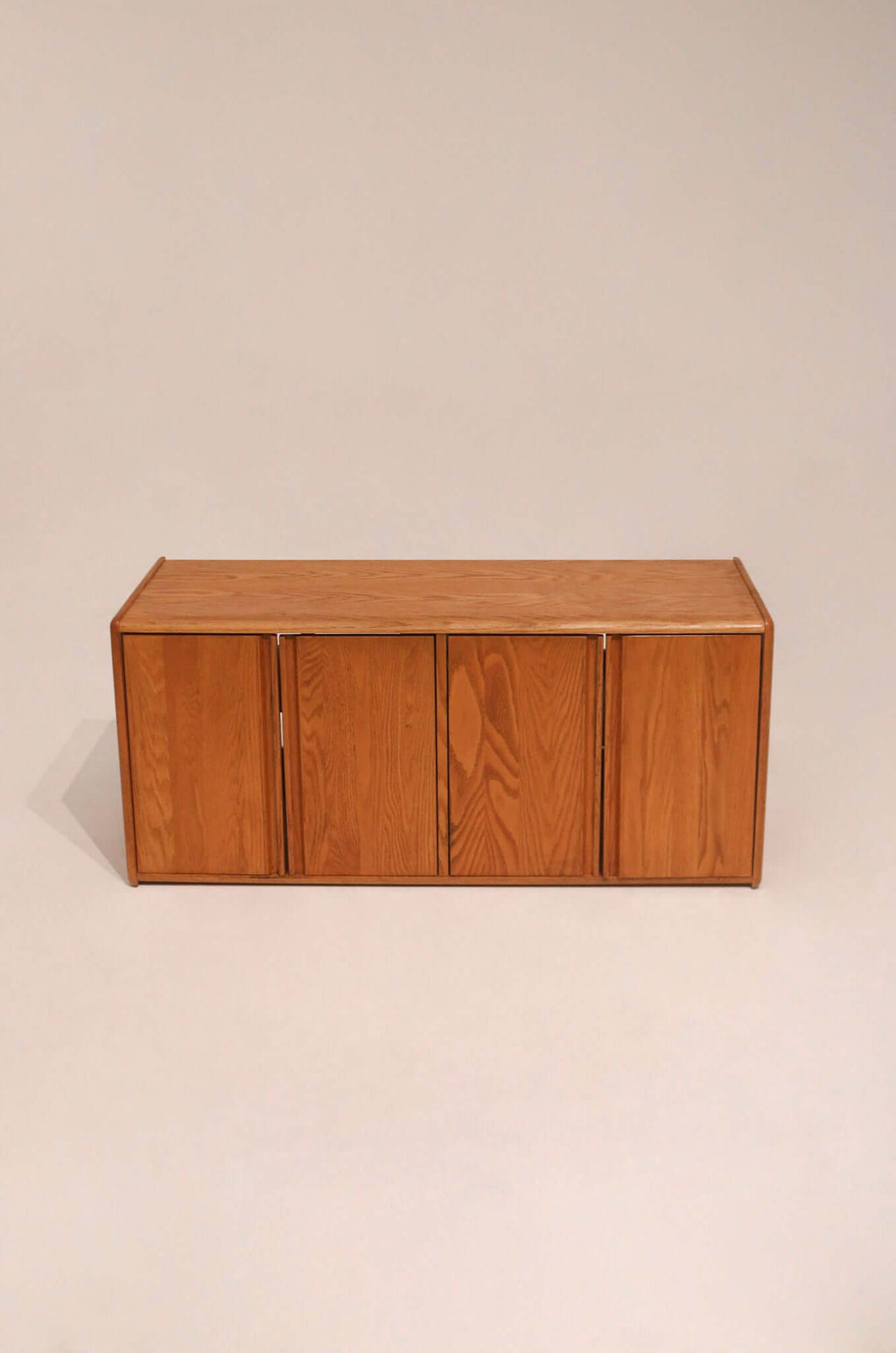 Small solid oak wood storage cabinet 47 inches long minimalist design