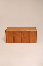 Small solid oak wood storage cabinet 47 inches long minimalist design