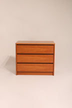 Teak wood small 3 drawers dresser 34 inches wide minimalist design