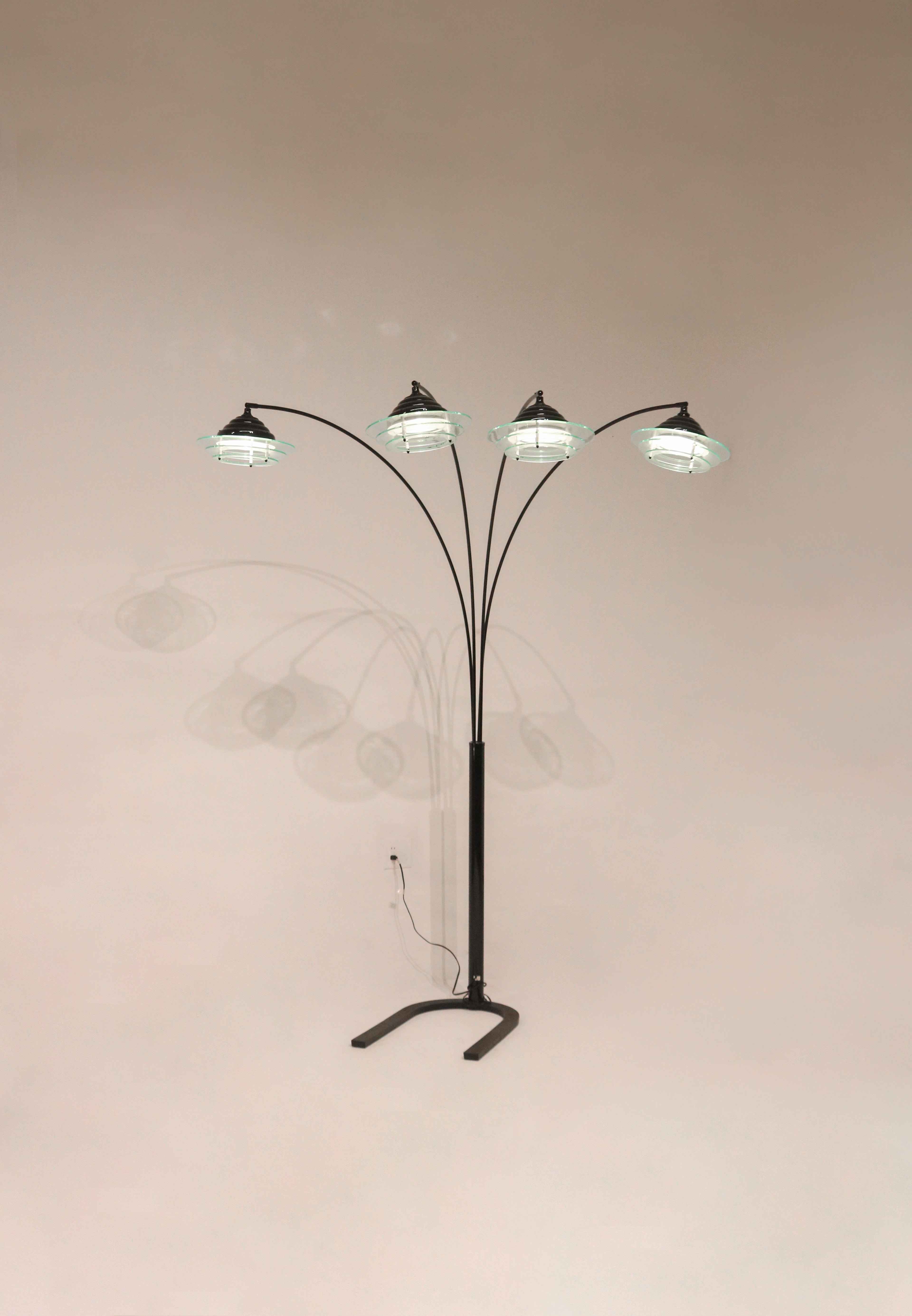 Vintage 70s four adjustable light arms arch floor lamp 83 inches tall spider style