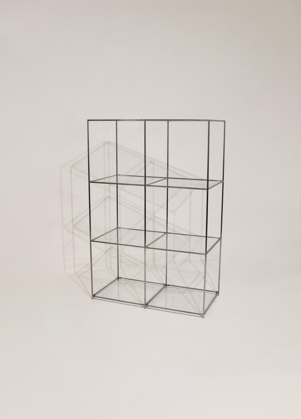 Vintage Circa 1980 cube glass steel bookcase 64 inches tall Abstracta system