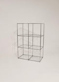 Vintage Circa 1980 cube glass steel bookcase 64 inches tall Abstracta system