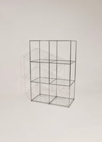 Vintage Circa 1980 cube glass steel bookcase 64 inches tall Abstracta system
