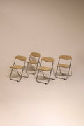 Set of 4 vintage Italian mid century modern chrome folding chairs velvet seat