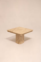 Vintage Italian solid marble side table 28 inches square geometric pedestal base