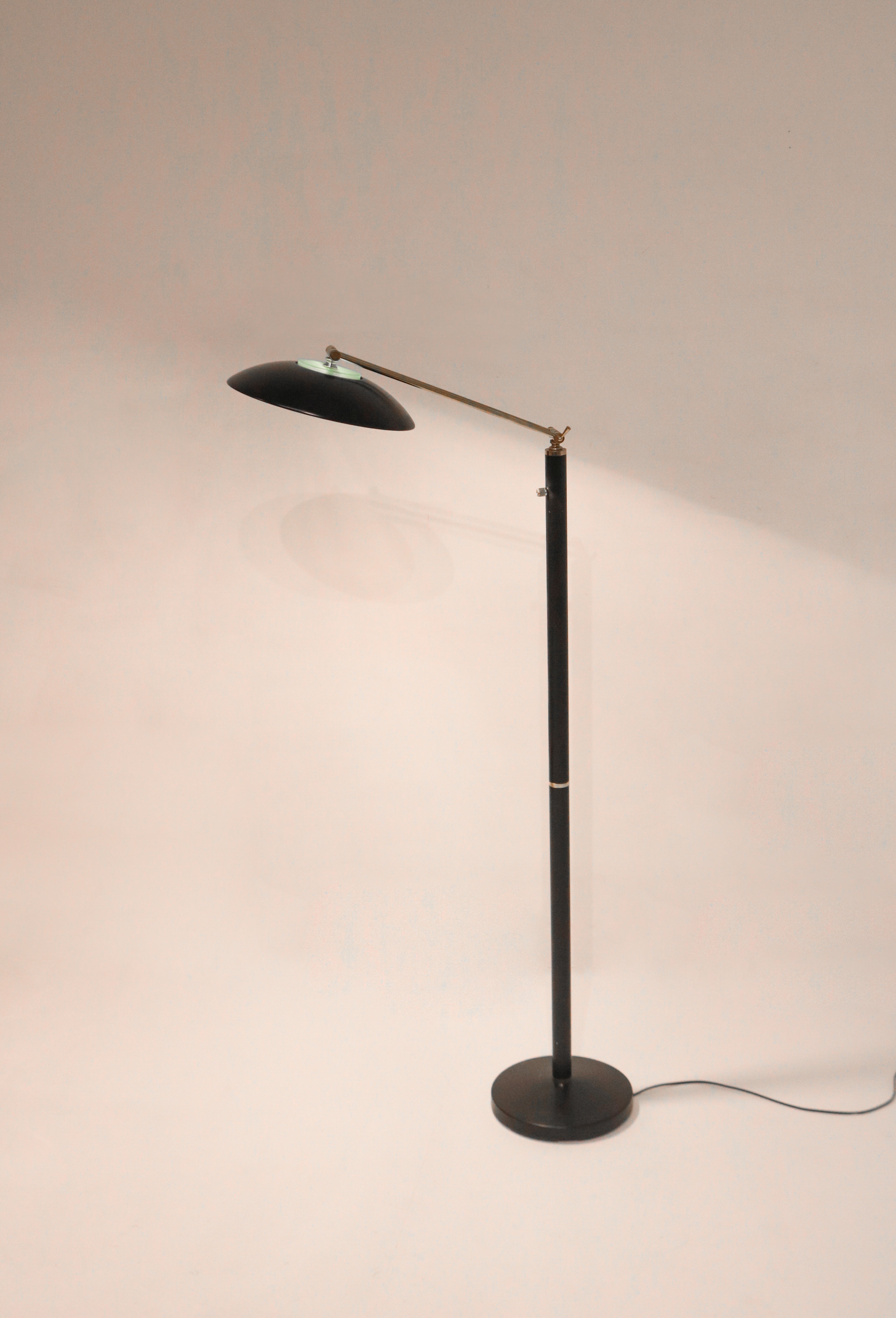 Vintage MCM metal brass adjustable floor lamp 53 inches tall reading style