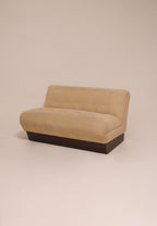 Vintage mid century modern sofa loveseat couch 51 inches beige textured fabric