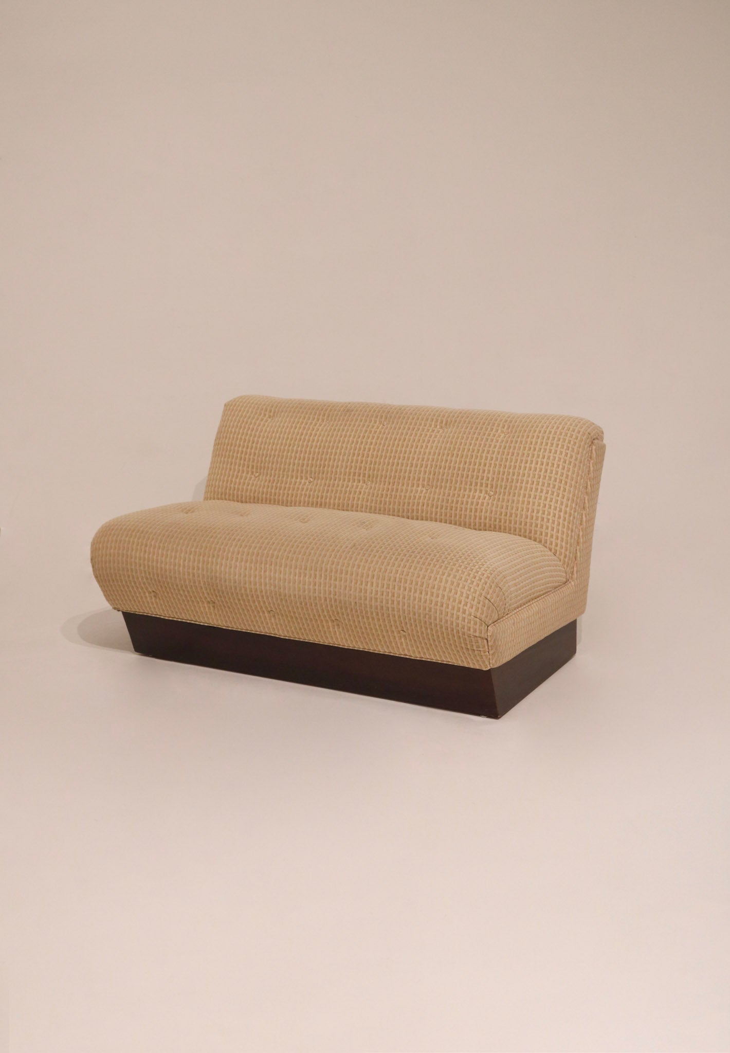 Vintage mid century modern sofa loveseat couch 51 inches beige textured fabric