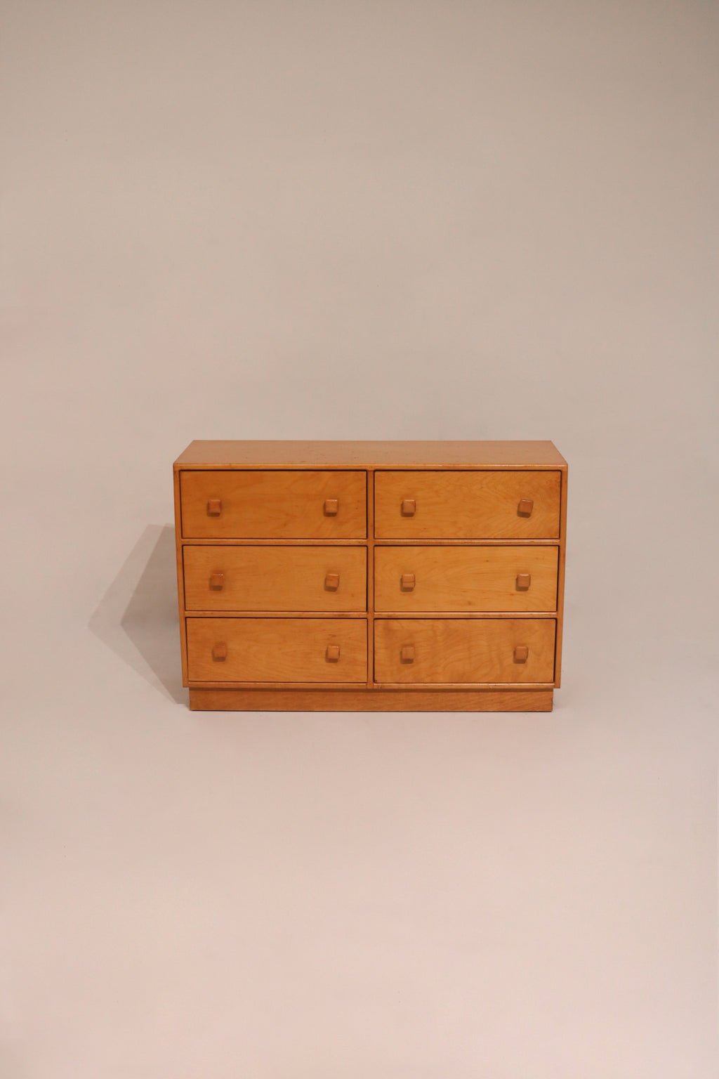 Vintage oak wood lowboy 6 drawers dresser 44 inches wide minimalist style