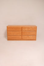 Vintage solid oak 6 drawers dresser 60 inches wide modern design