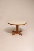 Vintage solid oak wood round dining table 42 inch diameter mid-century style