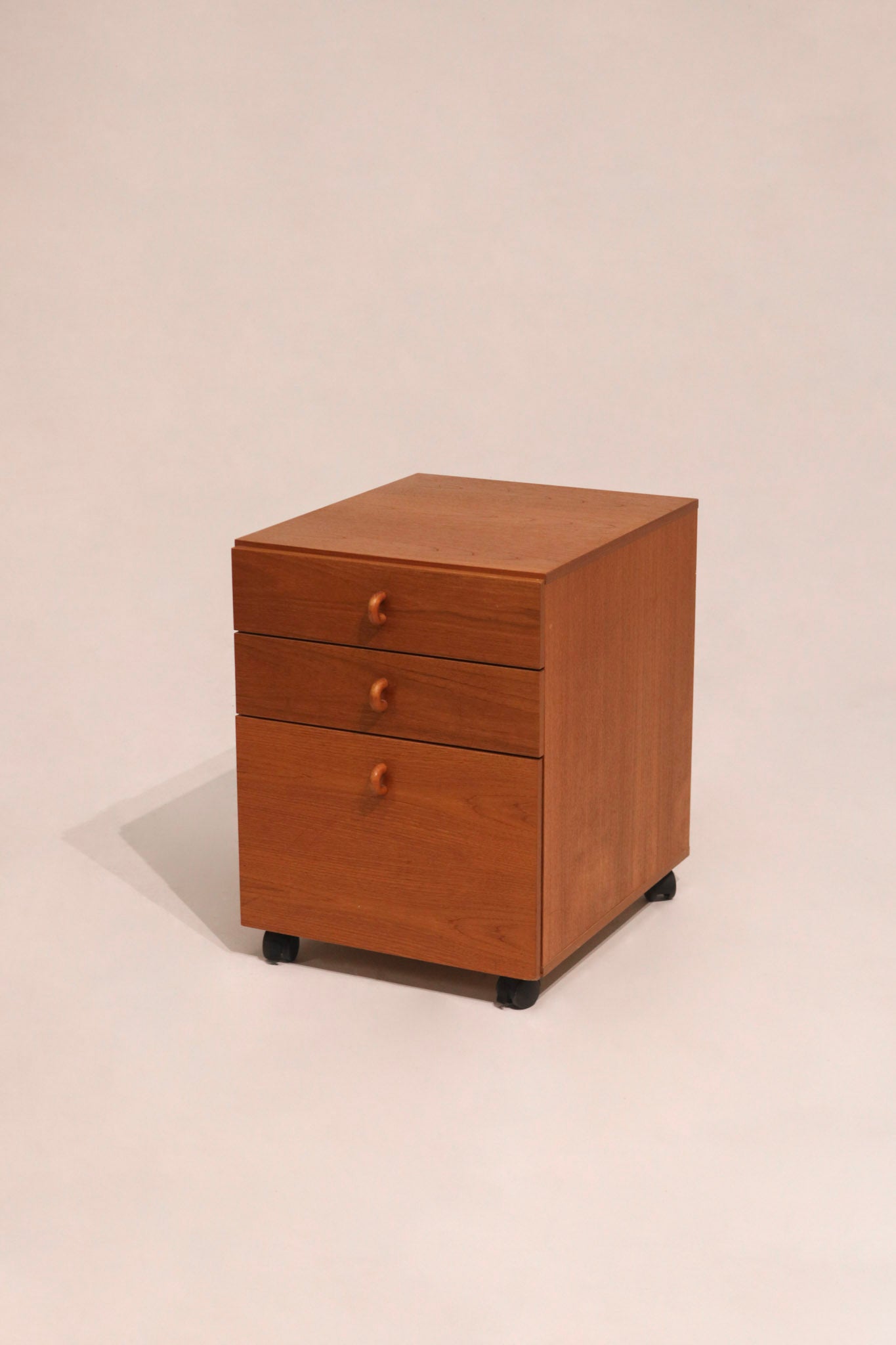 Vintage small teak wood cabinet storage side table nightstand 20x24x27 inches on casters