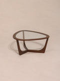 West Elm mid century modern wooden glass coffee table walnut finish 37 inches wide