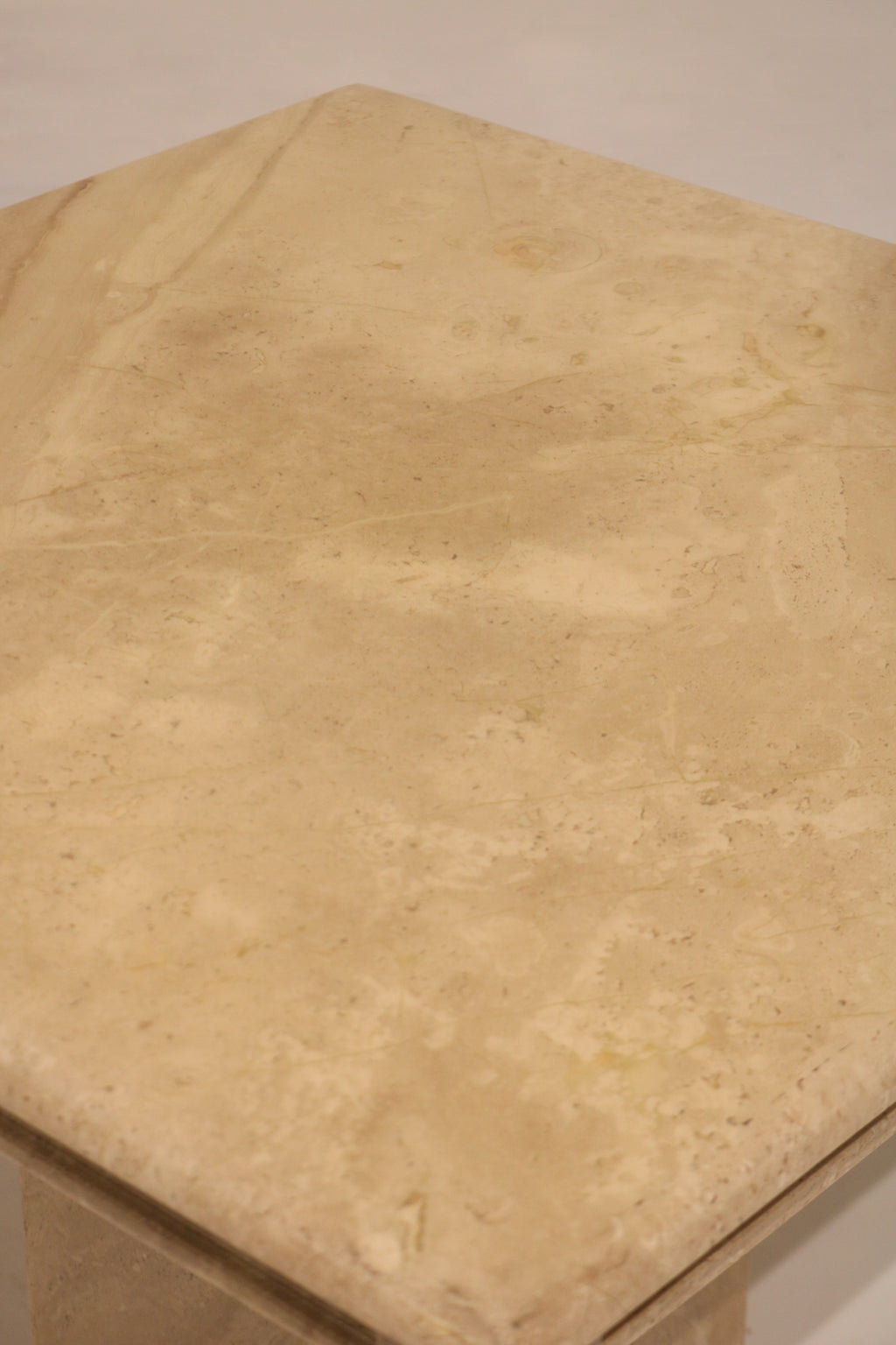 Full top view vintage marble side table showing consistent stone pattern