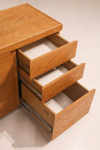 View of open drawers showing sturdy construction and storage capacity