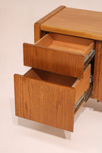 View of open drawers showing storage capacity and smooth glides