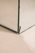 Front view rare postmodern mirror with geometric mirrored panels full body design