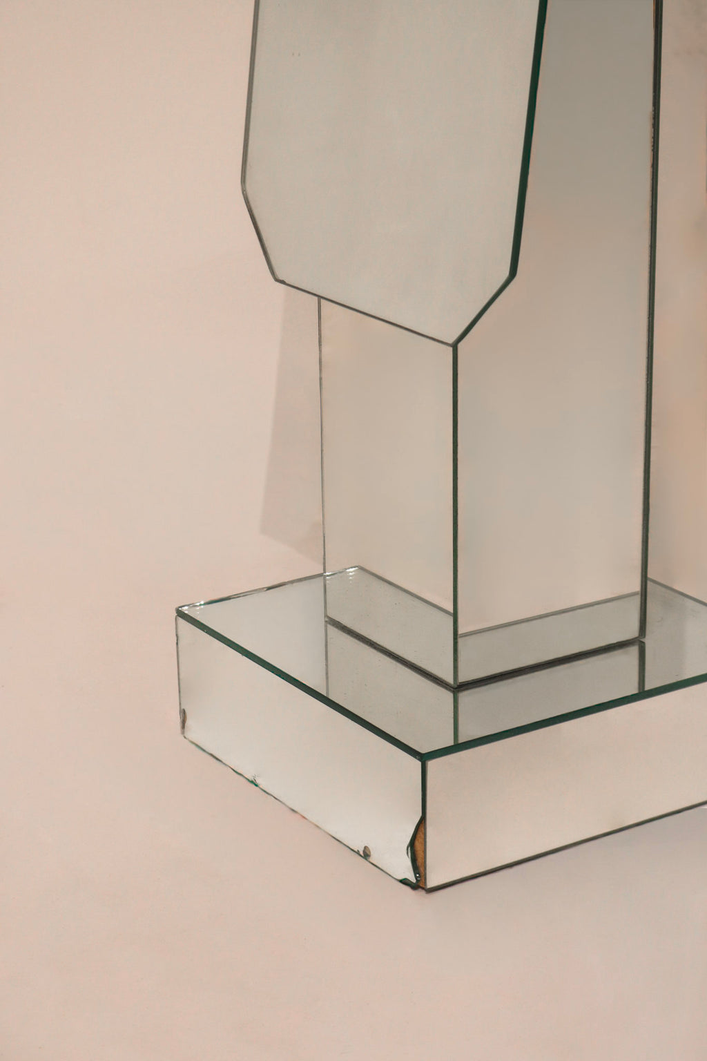 Vintage postmodern standing mirror displayed in modern bedroom interior setting