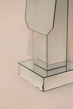 Vintage postmodern standing mirror displayed in modern bedroom interior setting