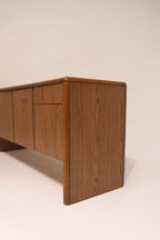 Rear side angle view showing structural integrity of the oak cabinet