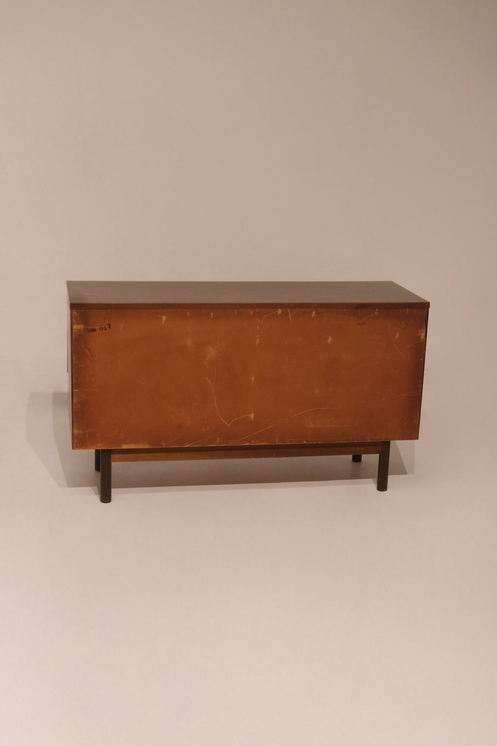 Rear view of dresser showing back panel construction and stability