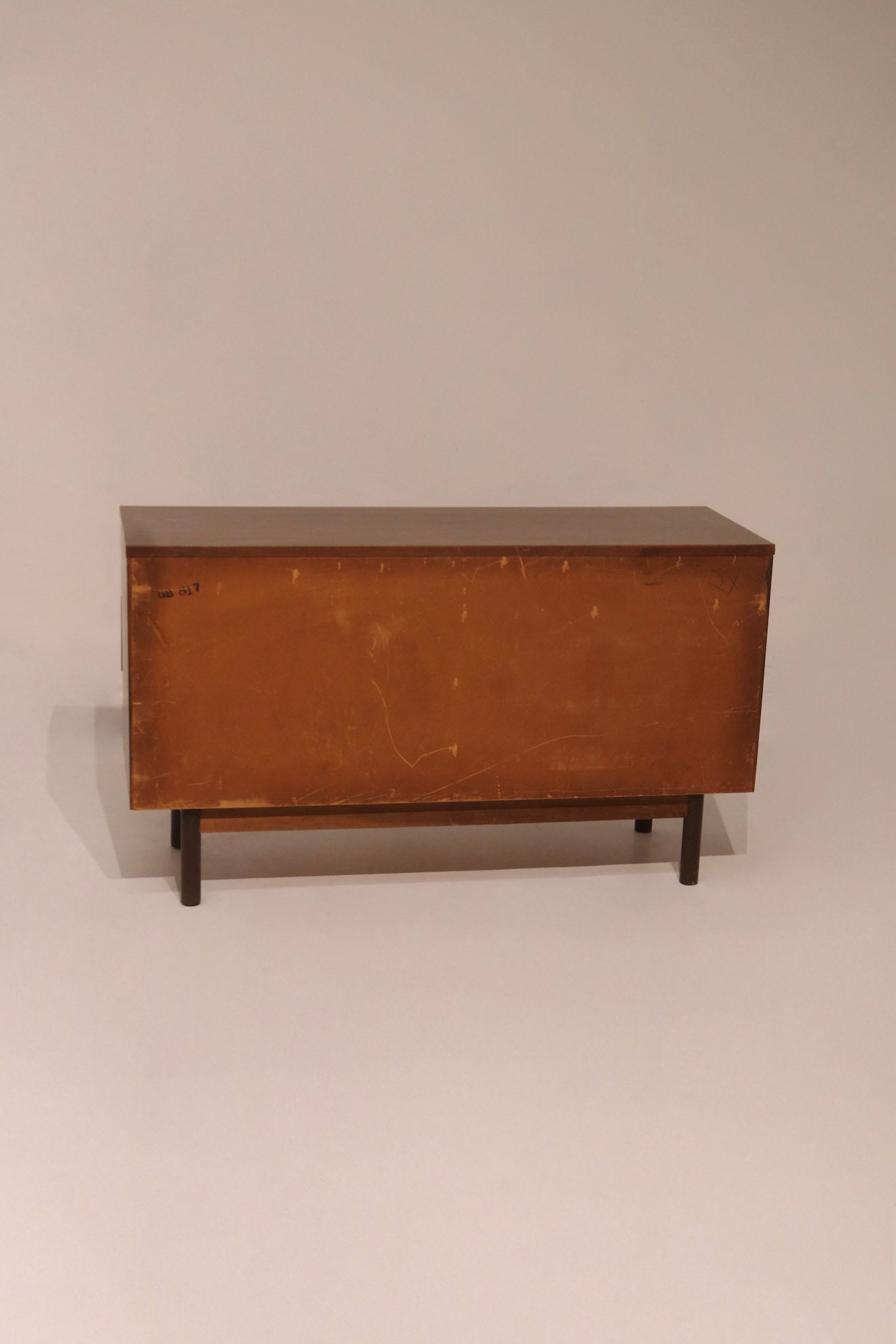 Rear view of dresser showing back panel construction and stability