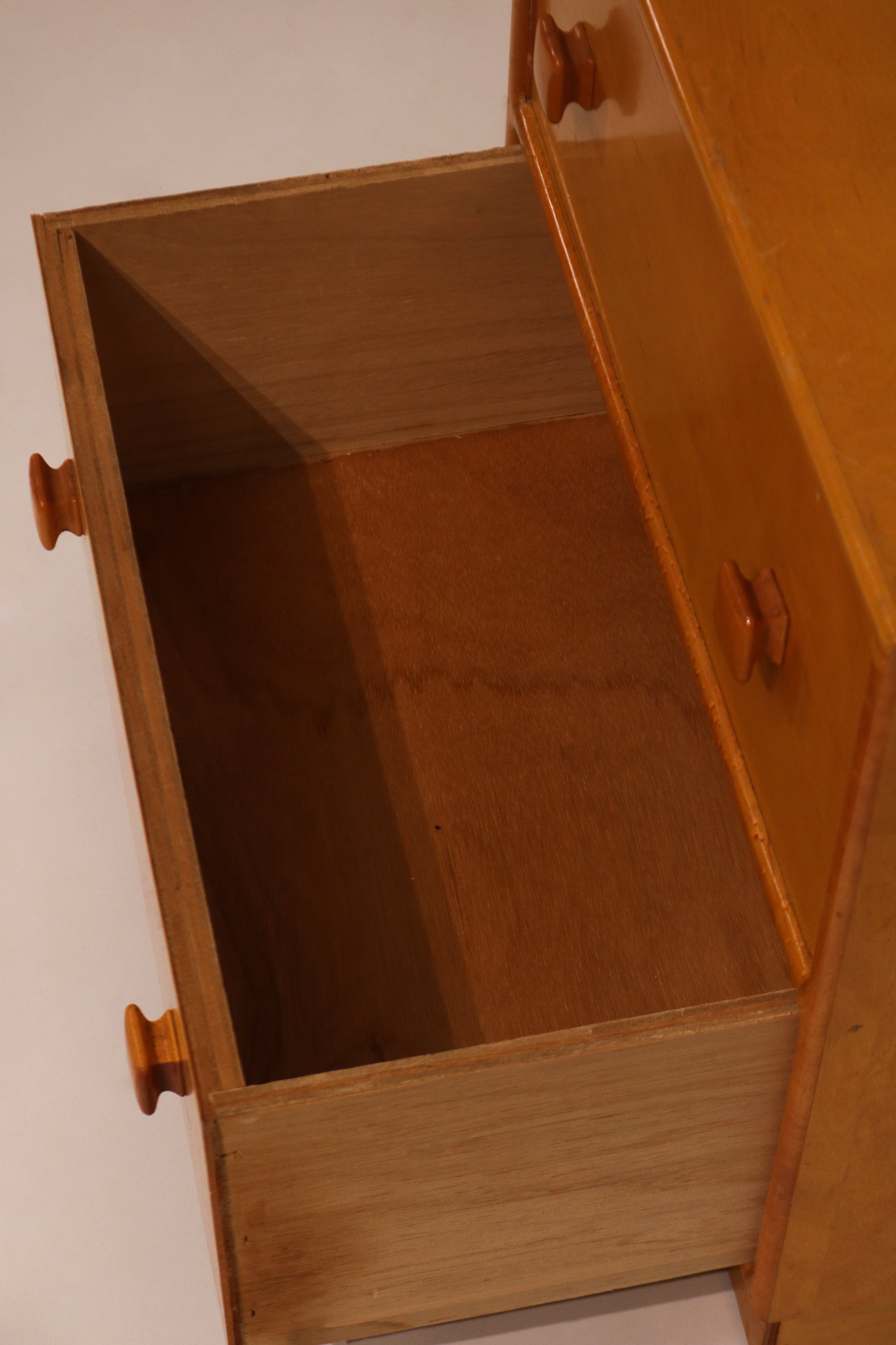 Rear view of nightstand showing finished back panel construction