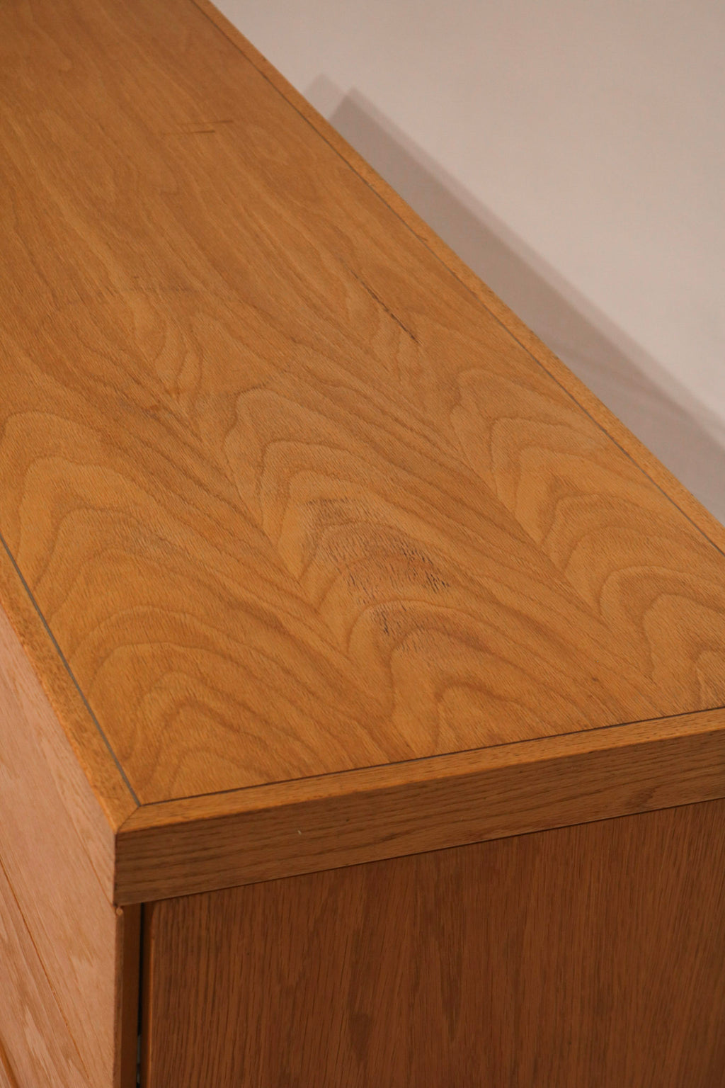 Right side profile view showing the solid wood panel construction