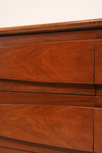 Right side view of dresser profile highlighting walnut finish quality