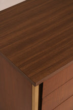 Right side view of the walnut chest profile and finish quality