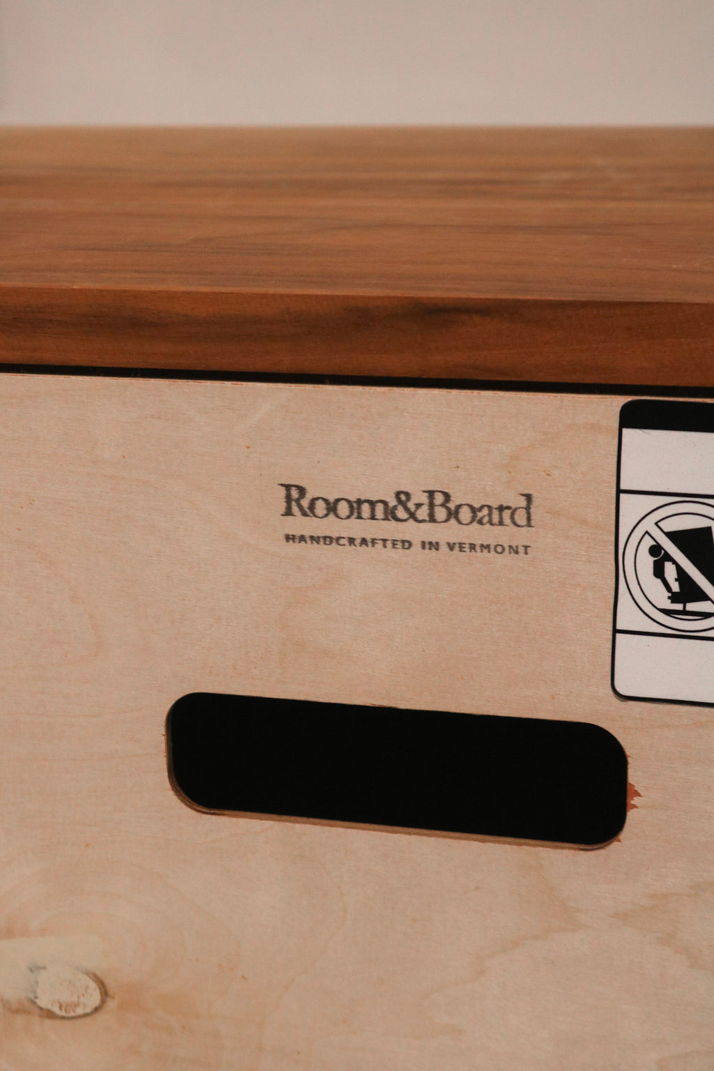 Room & Board manufacturer label on the back verifying authenticity