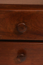 Close-up of the round solid walnut knob drawer pull