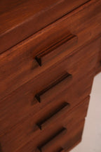 Detail view of side panel construction and wood characteristics