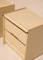 Side profile view of postmodern nightstand showing smooth lacquer finish