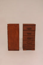 Side and rear angle view showing overall wood condition and stain consistency