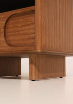 Side and rear view showing sturdy solid wood construction and finish