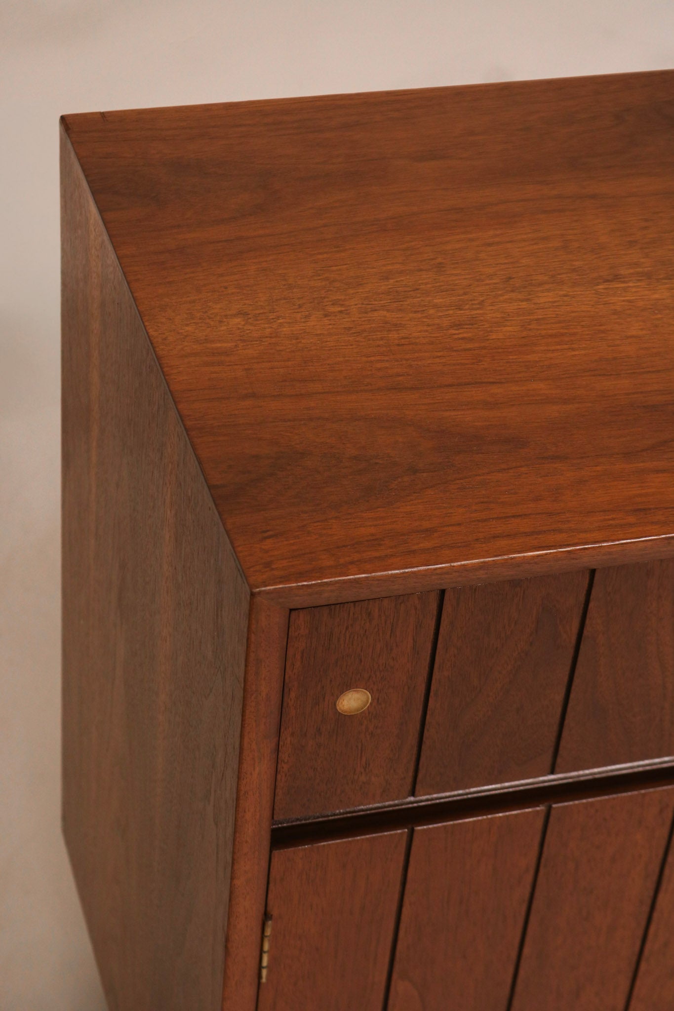 Close-up of side surface finish texture and warm wood tone