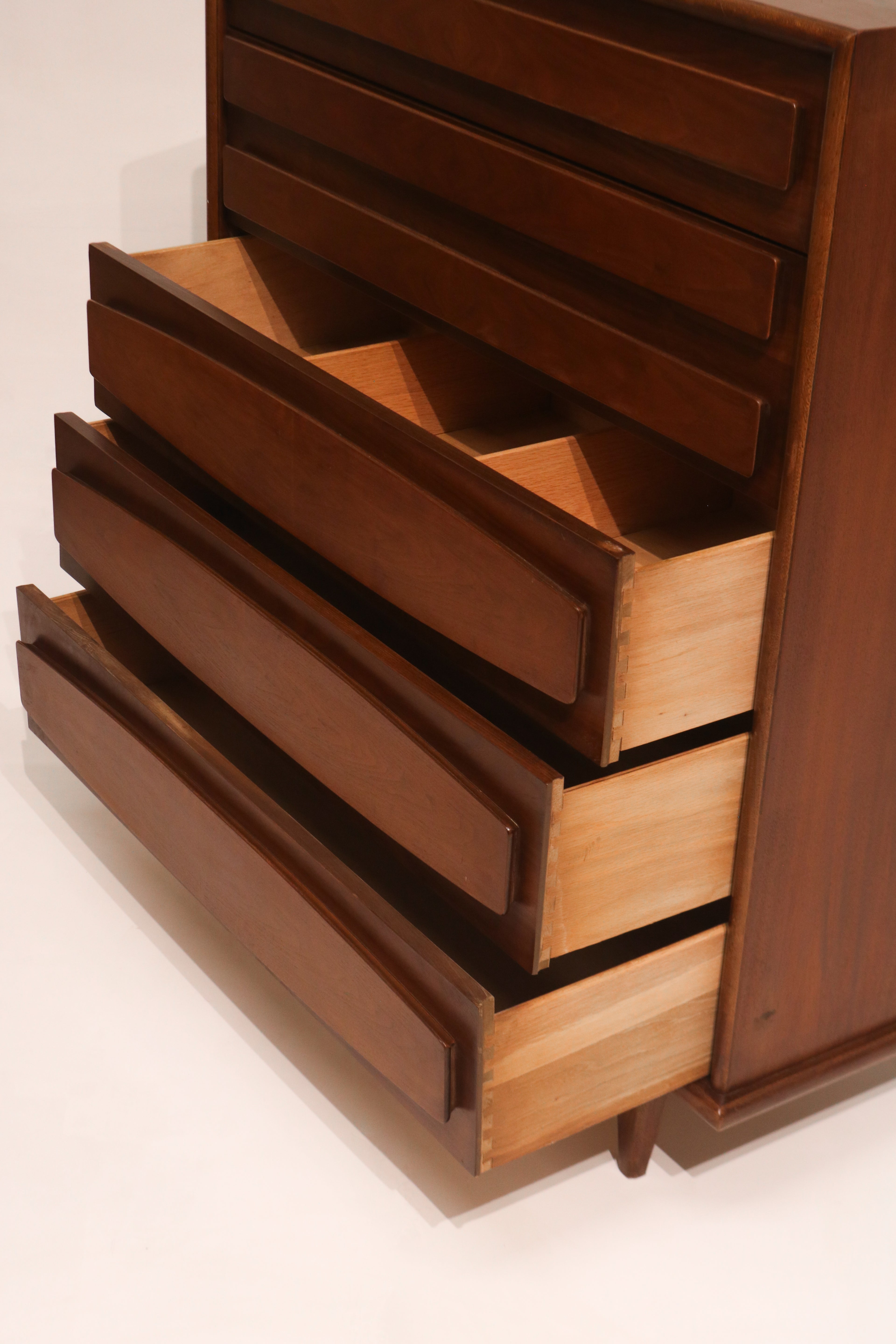 Side view of open drawers showing solid wood construction and slide depth