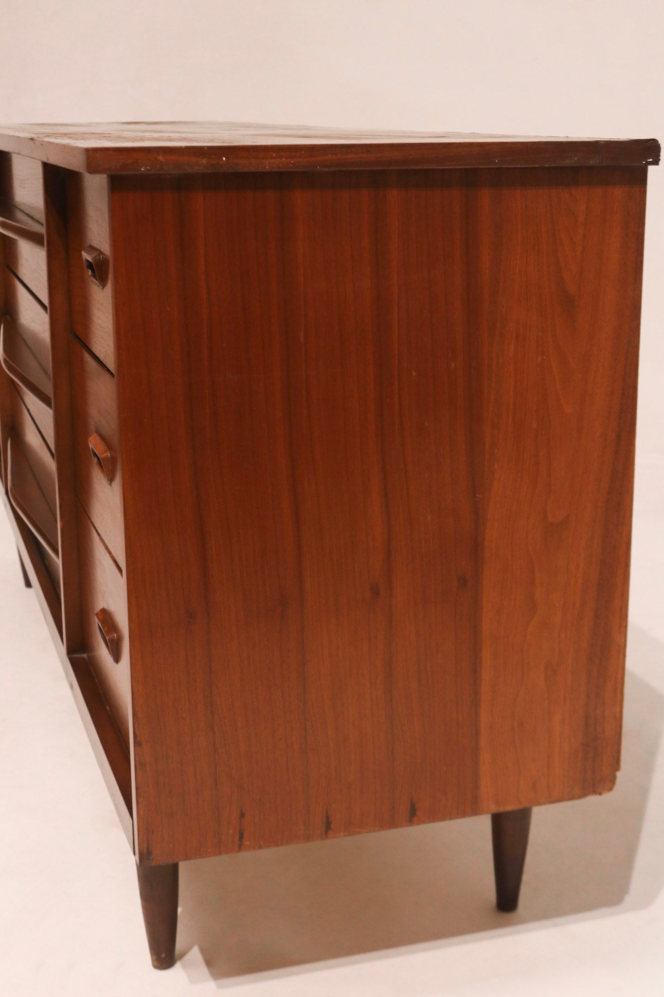 Single drawer open showing clean wood interior and smooth sliding action