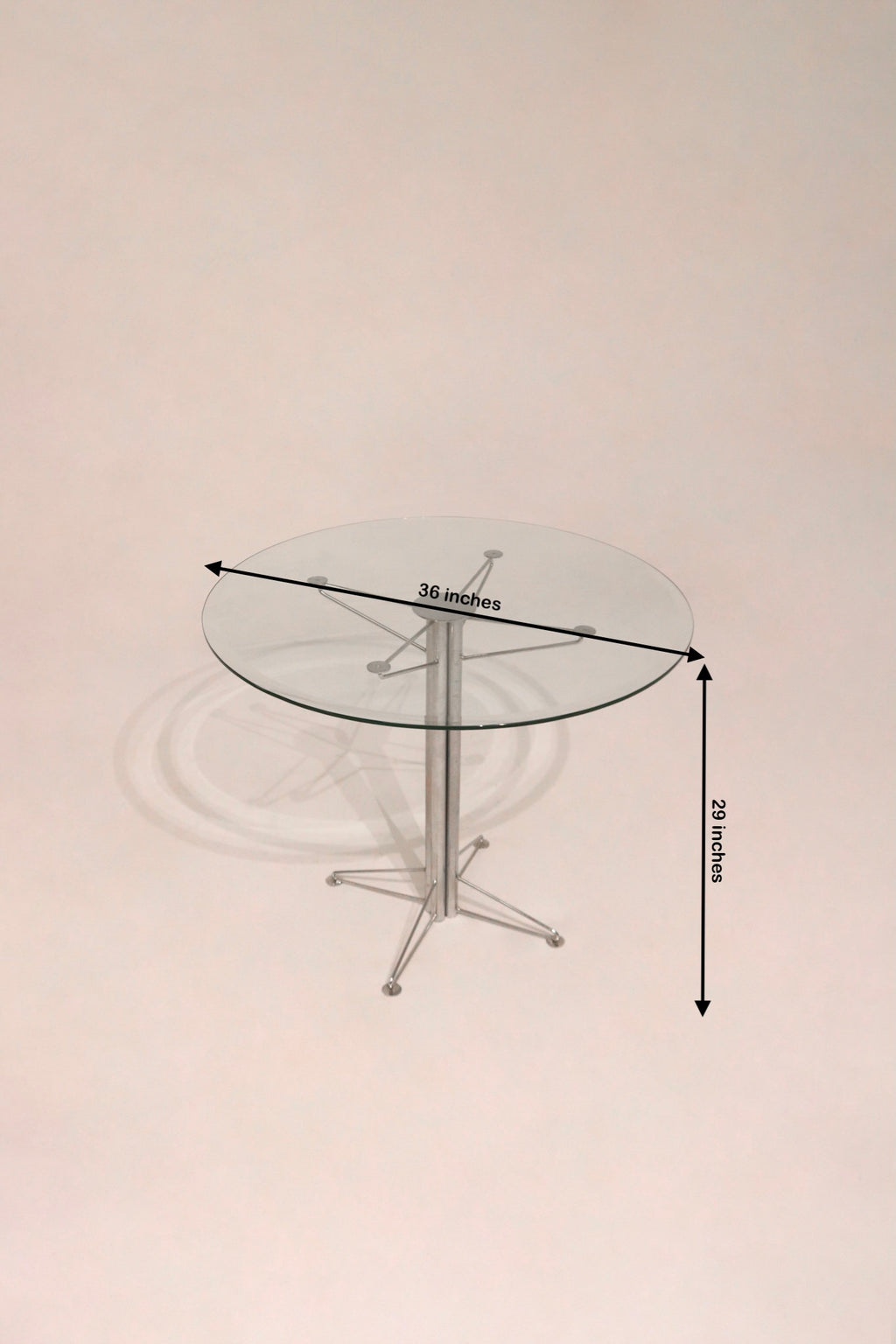 Dimensions diagram 36 by 29 inches round glass dining table