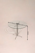 Dimensions diagram 36 by 29 inches round glass dining table