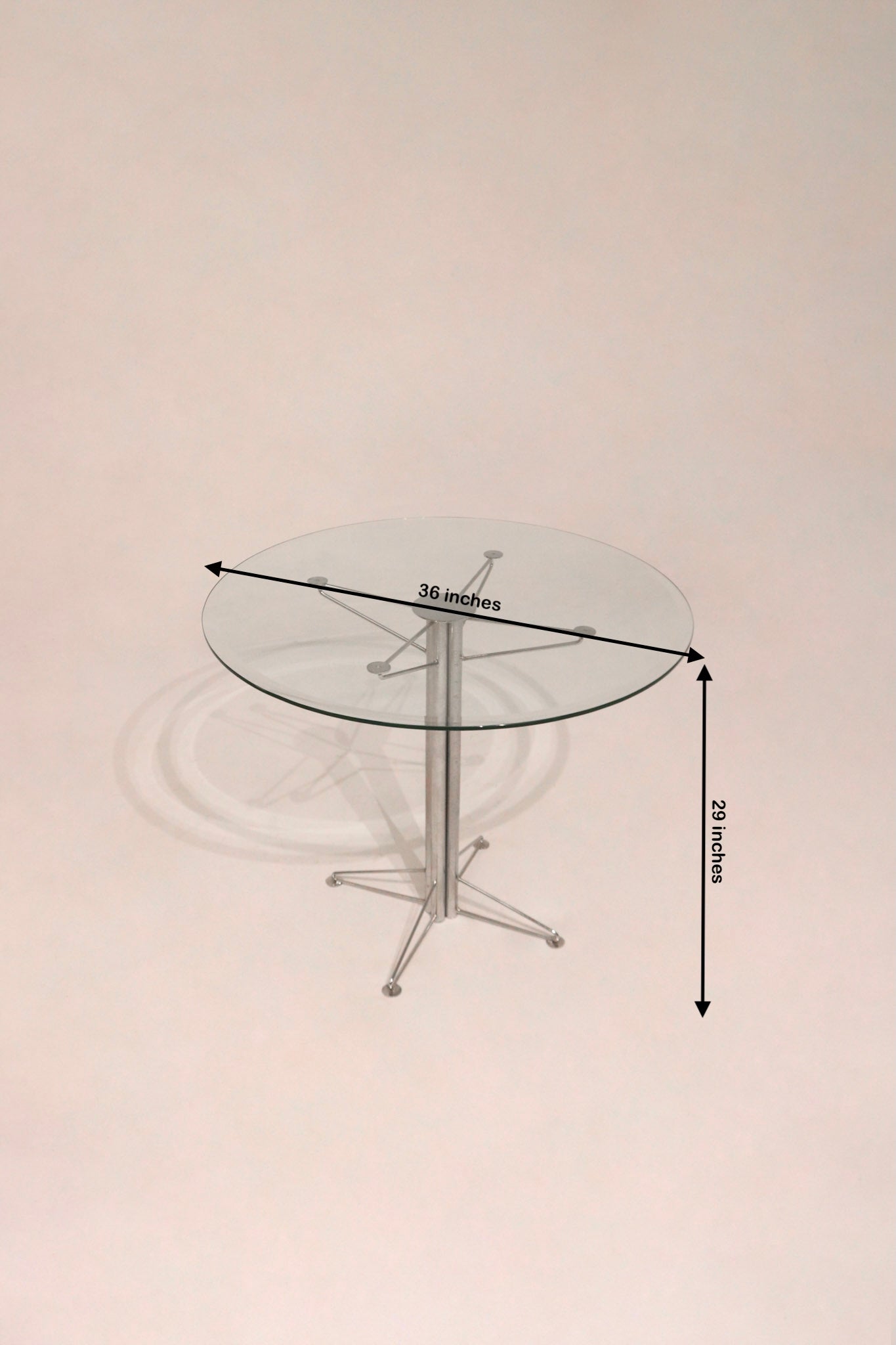 Dimensions diagram 36 by 29 inches round glass dining table
