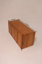 Dimensions diagram 47 by 19 by 21 inches low oak cabinet