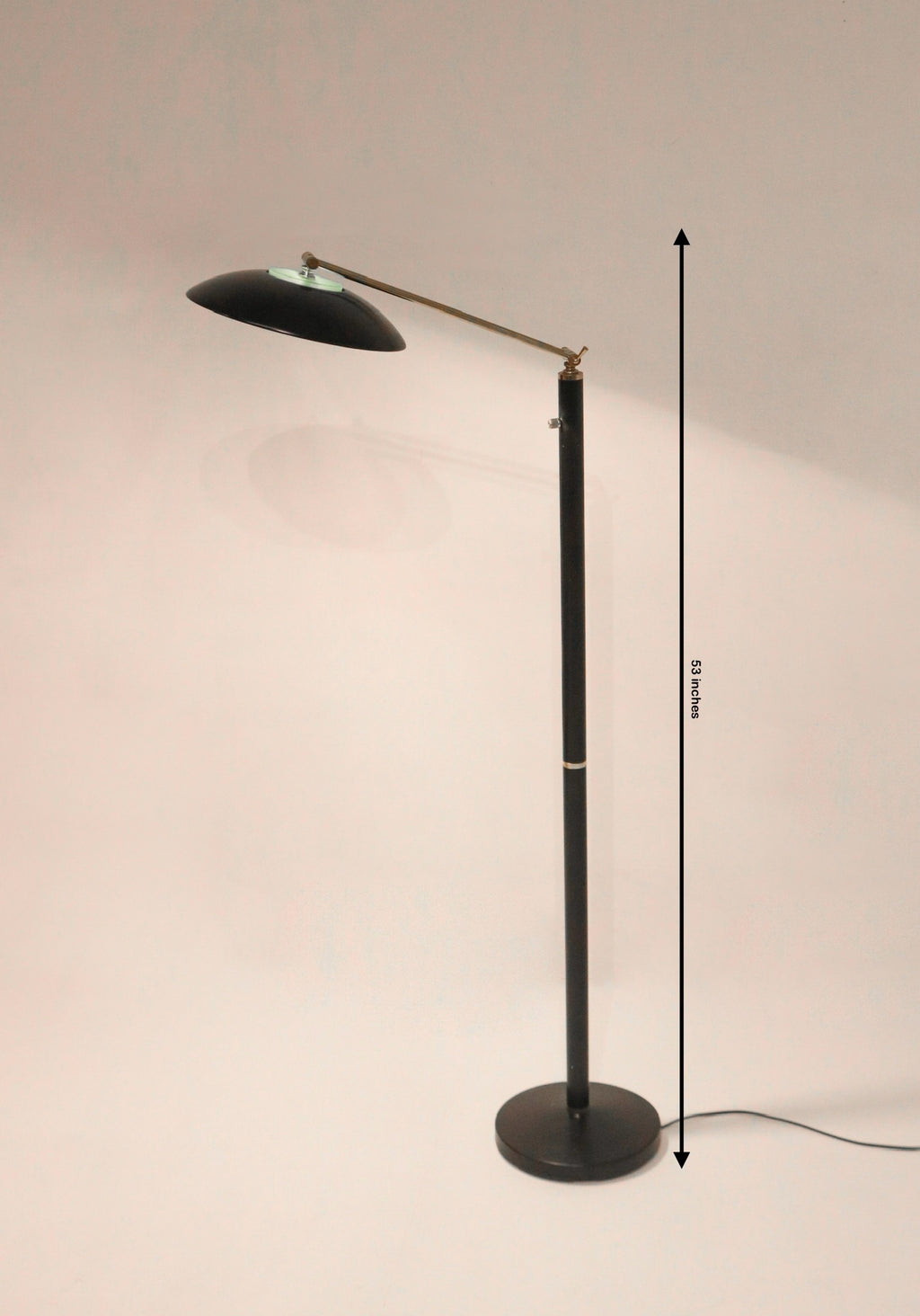 Dimensions diagram 53 inches height adjustable reading lamp
