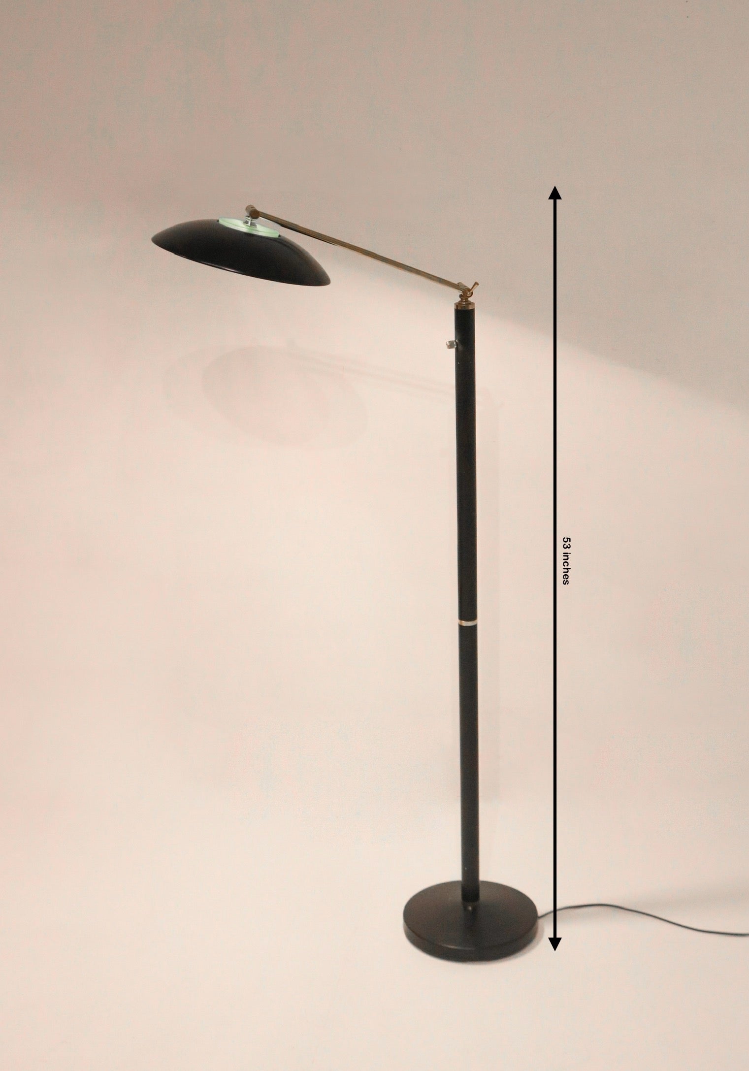 Dimensions diagram 53 inches height adjustable reading lamp