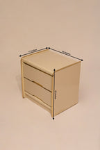 Dimensions diagram 22 by 17 by 22 inches vintage lacquered bedside table