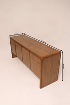 Dimensions diagram 66 by 20 by 29 inches vintage oak credenza sideboard