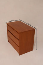 Dimensions diagram 34 by 20 by 29 inches small teak chest of drawers