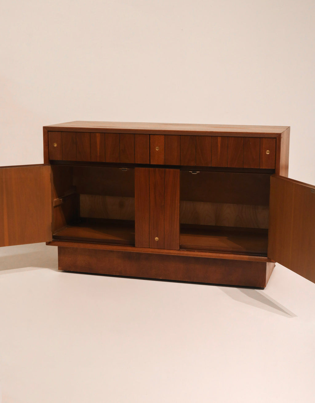 Sliding door cabinet mechanism detail and interior access