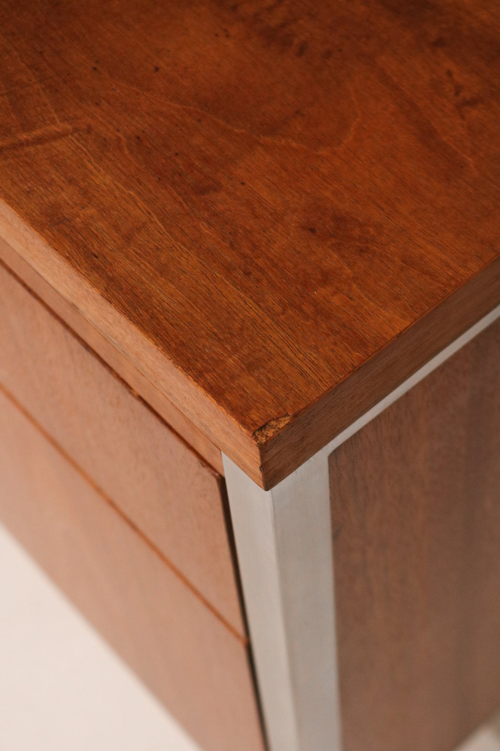 Detail of the sliding door mechanism and recessed handle